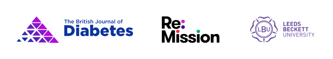 British Journal of Diabetes, Re:Mission, Leeds Beckett logos